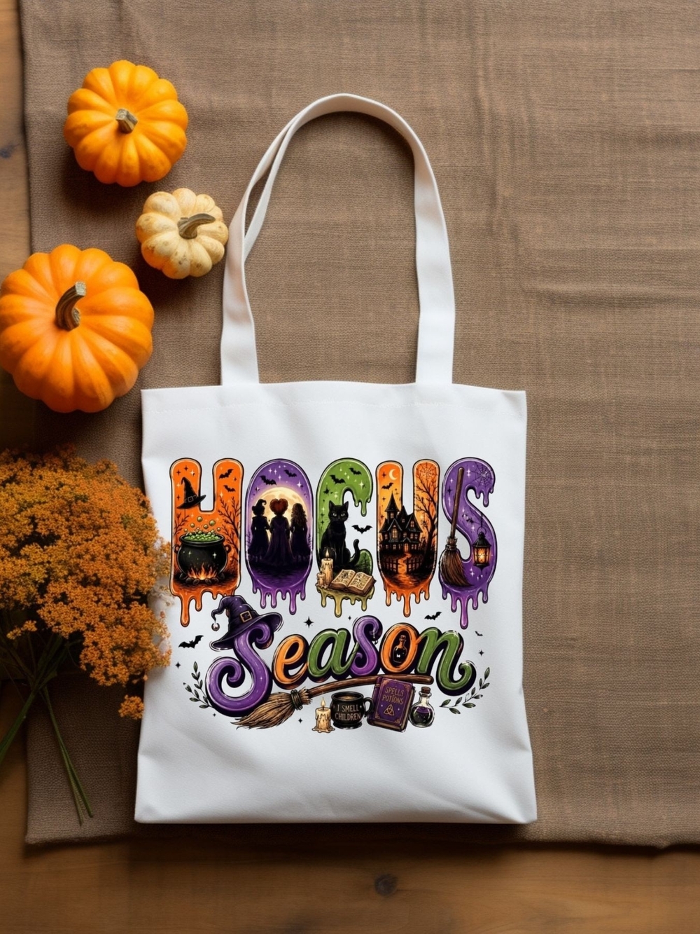 Halloween Season White Graphic Tote Bag